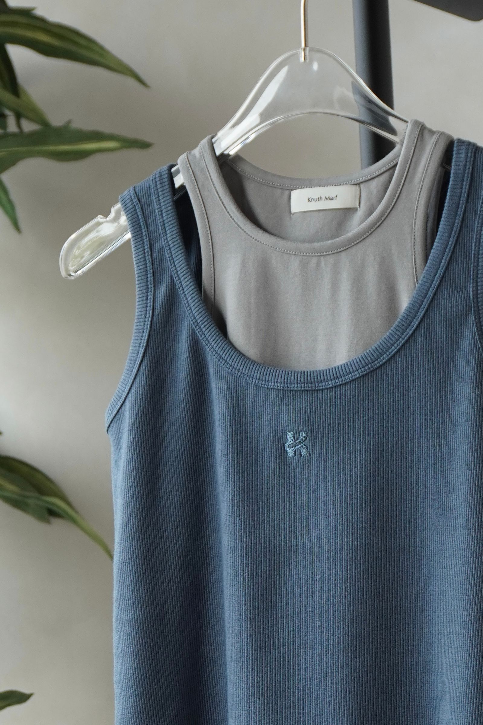 2ピース レイヤードロゴタンクトップ (ブルー) 2piece layered logo tank top