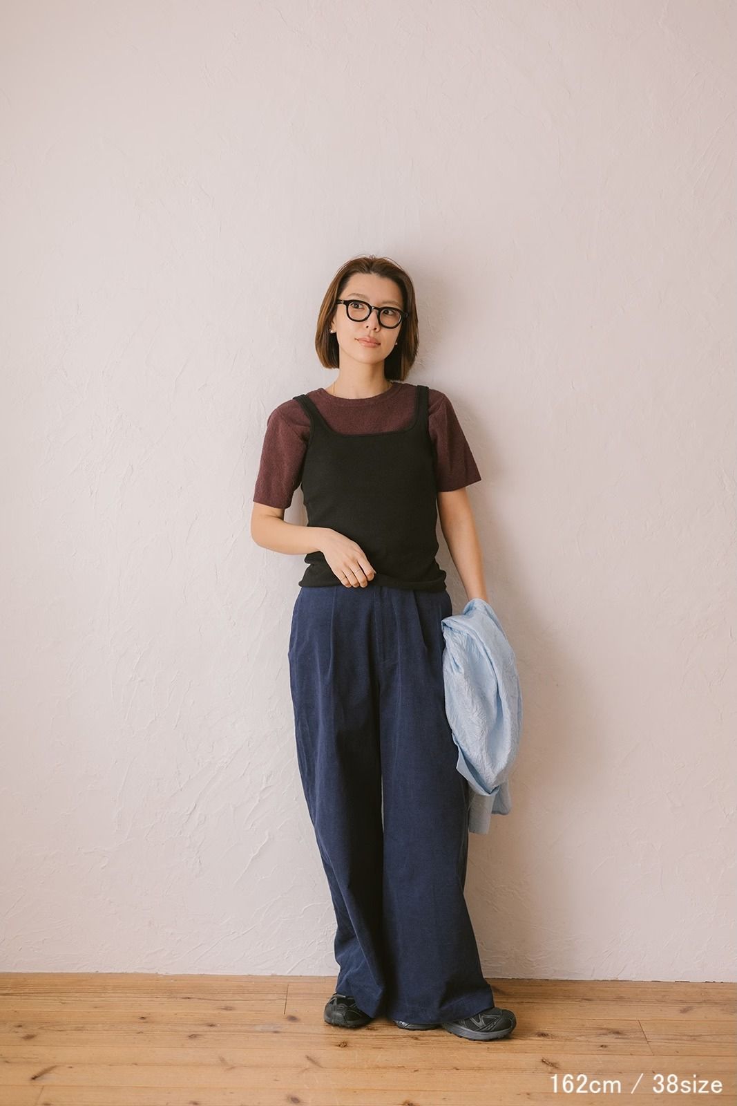 コーデュロイストレートパンツ (ブルー) Corduroy straight pants (Blue) /  26SS