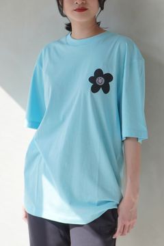 【HUGO BLUE】フラワープリントTシャツ (ターコイズ/アクア) / ユニセックス