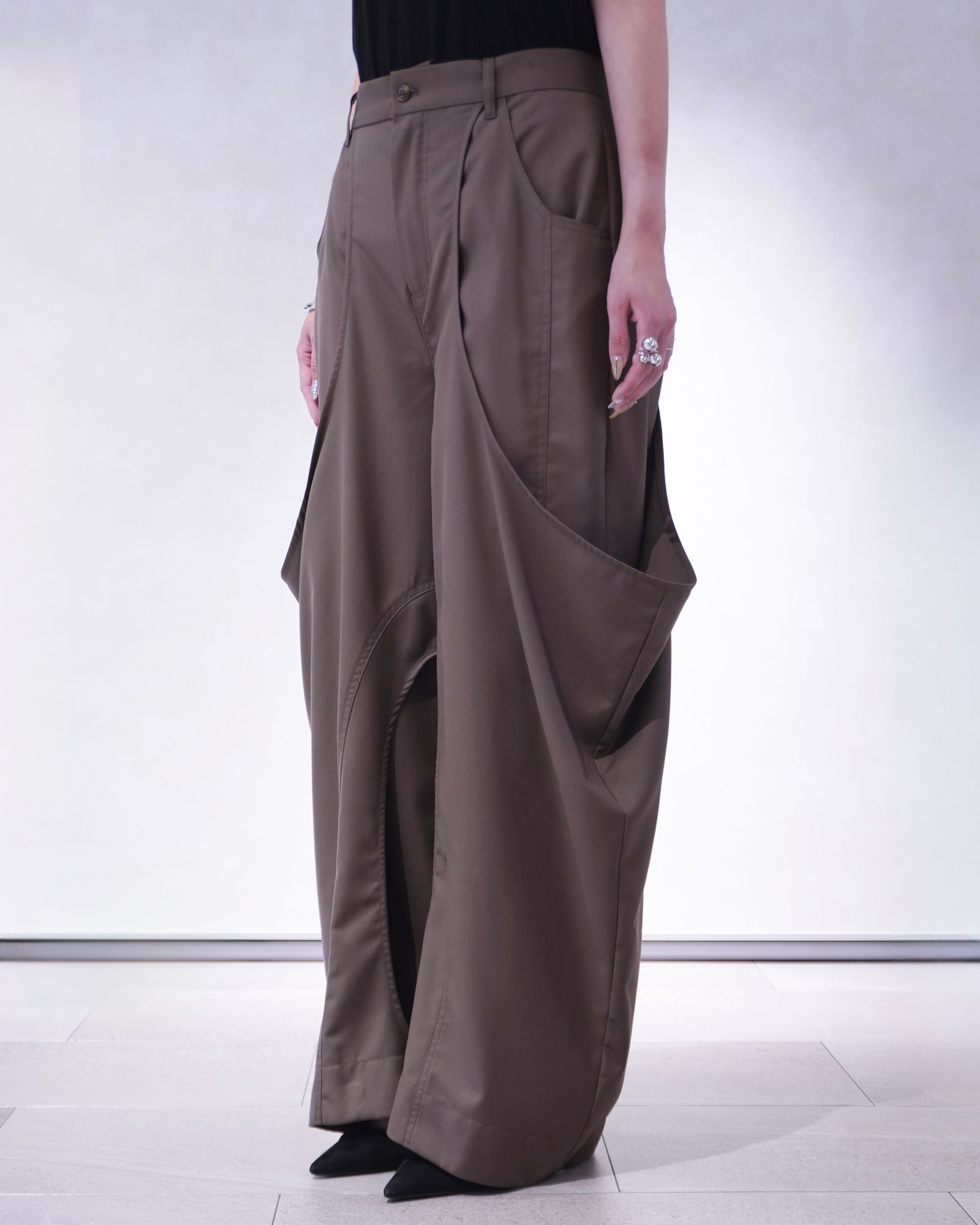ハイブーツ ディテール パンツ (ブラウン) high-boot detail pants(unisex) (Brown) /  26SS