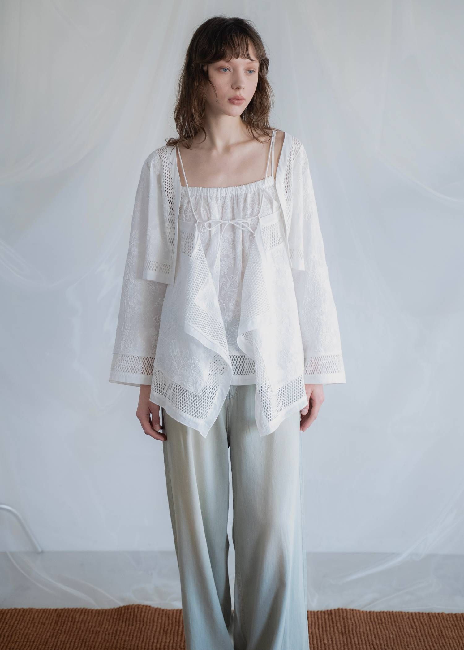 レースボレロ  (ホワイト) trimming lace cropped bolero BL (White) /  26SS