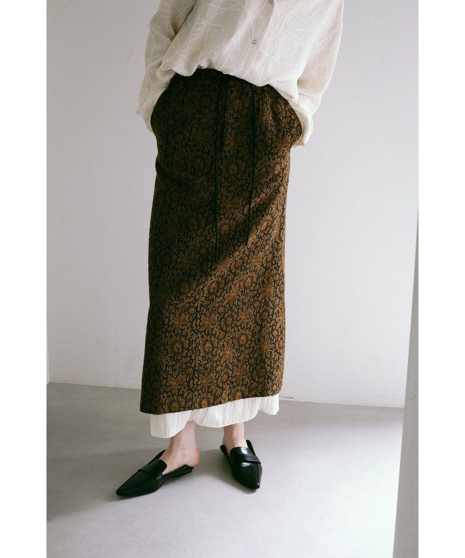 Adam jacquard long skirt / アダムジャカードロングスカート (ブラウン)