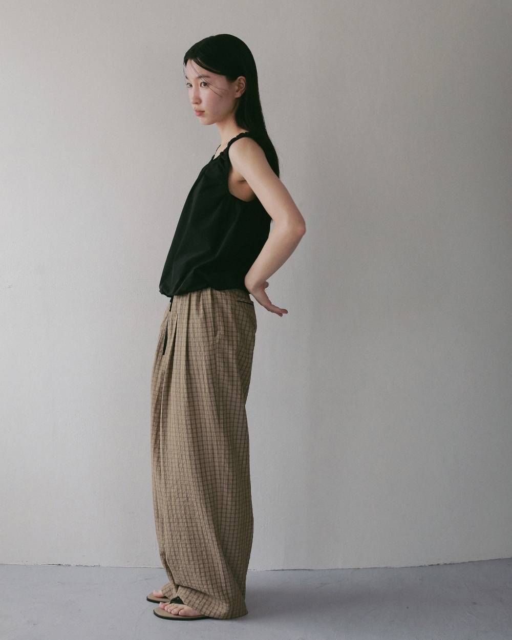 シアサッカー ルーズパンツ (ベージュ) Suckercheck Loose Pants (Beige) / 27SS
