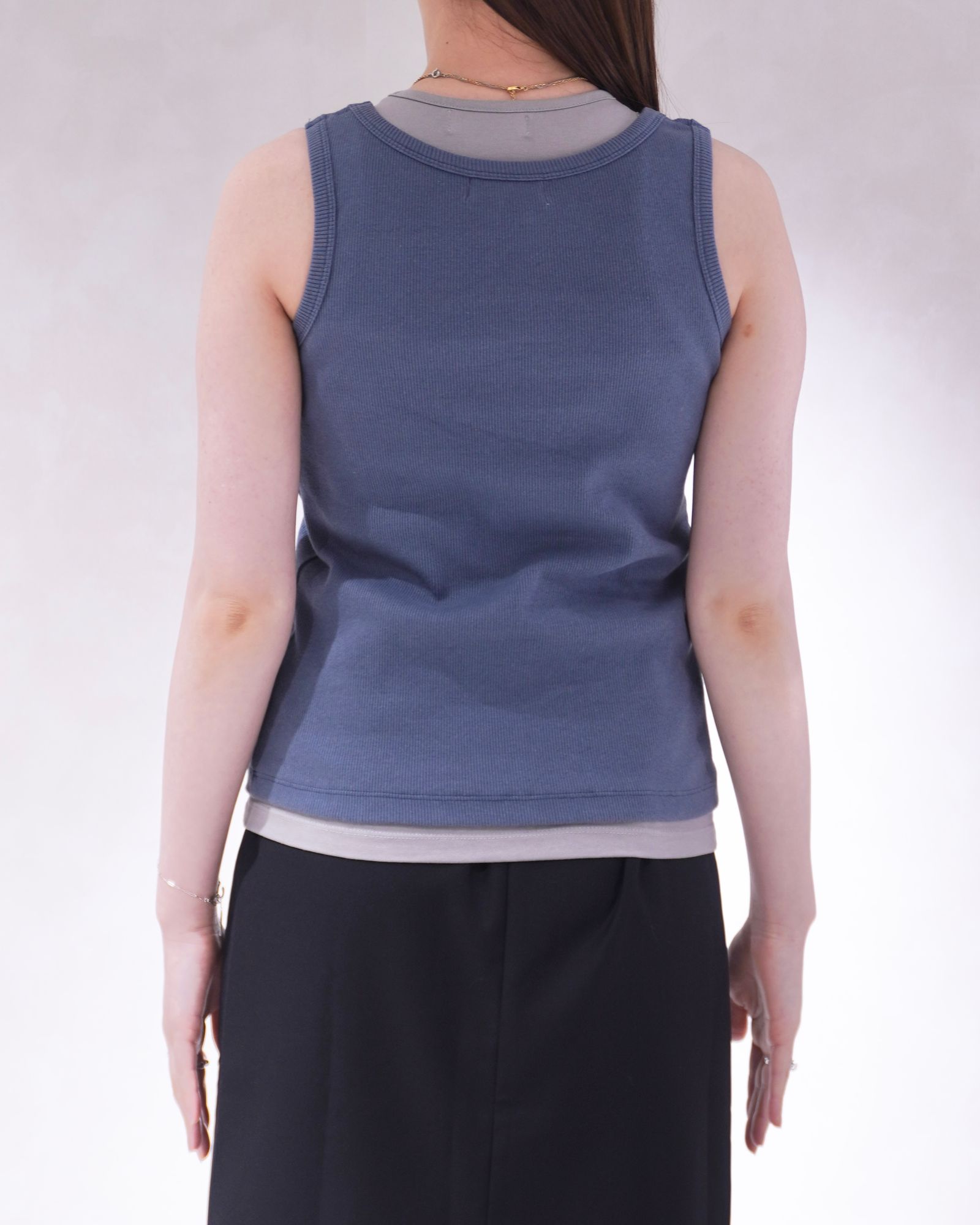 2ピース レイヤードロゴタンクトップ (ブルー) 2piece layered logo tank top