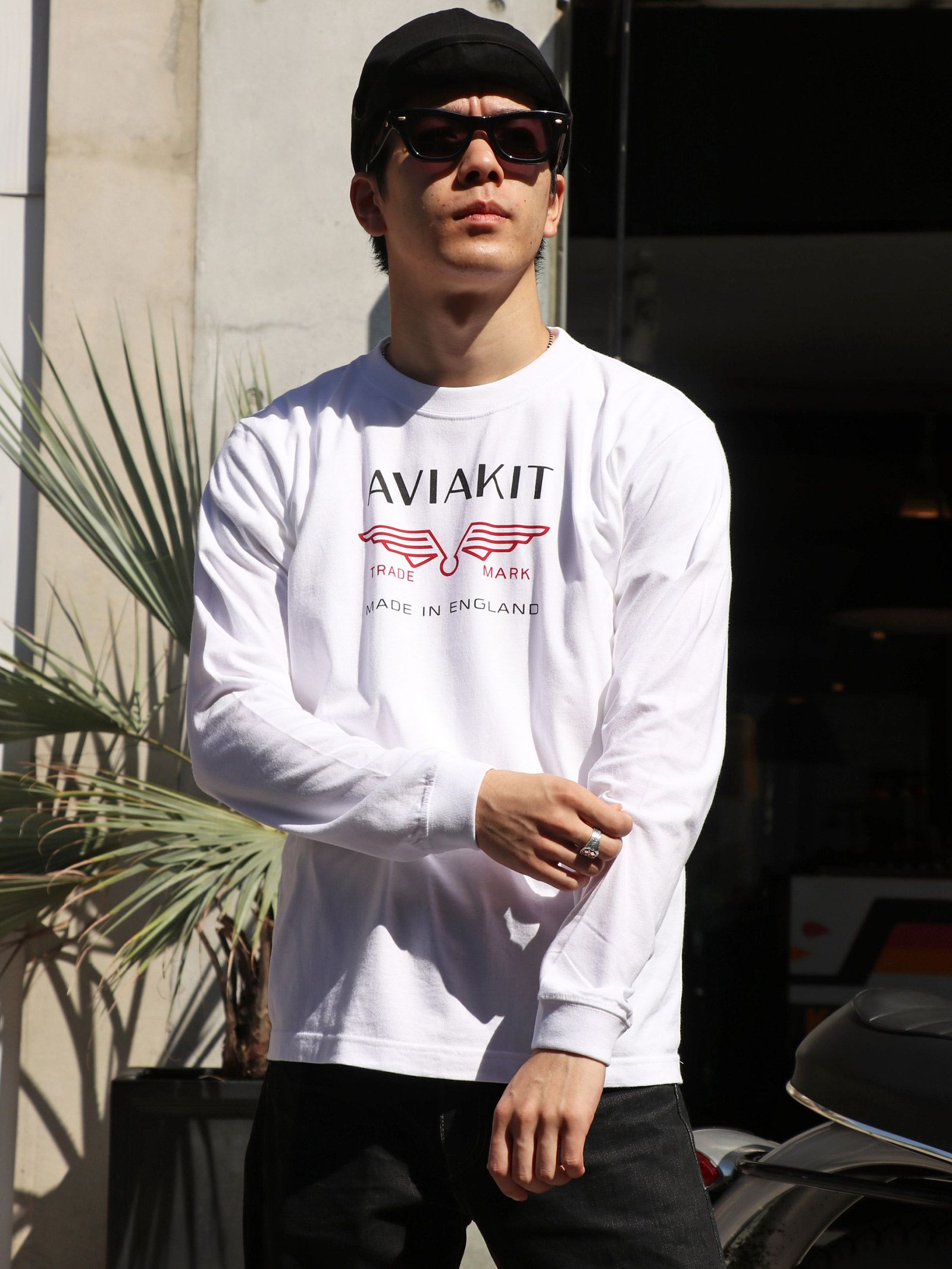 "AVIAKIT WING" RIB L/S T-SHIRTS (WHITE)
