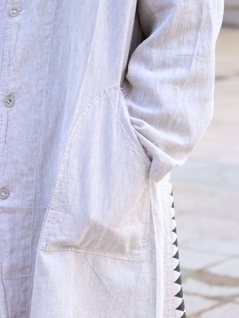 TRIVAL LINEN WORK COAT "HAND PAINT by TAKUMA KITAGAWA"