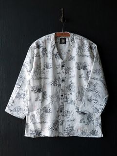 “PLAYING ANIMAL”FULL OPEN SURGEON SHIRT (IVORY)