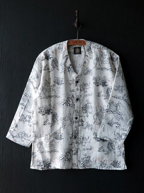 “PLAYING ANIMAL”FULL OPEN SURGEON SHIRT (IVORY)