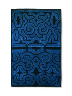 アイヌ文様の今治タオルブランケット (カパラミプ - ブルー×ネイビー)