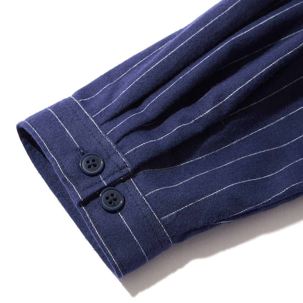 BLUNT STRIPE FLANNEL PULLOVER SHIRT (NAVY)