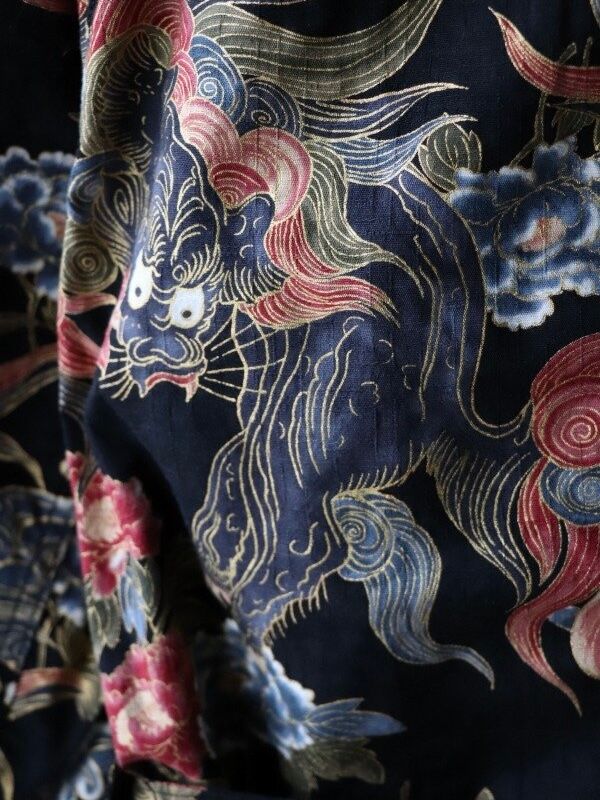 1930s JAPANESE LION AND PEONY HITMAN COAT / (MIDNIGHT BLACK)