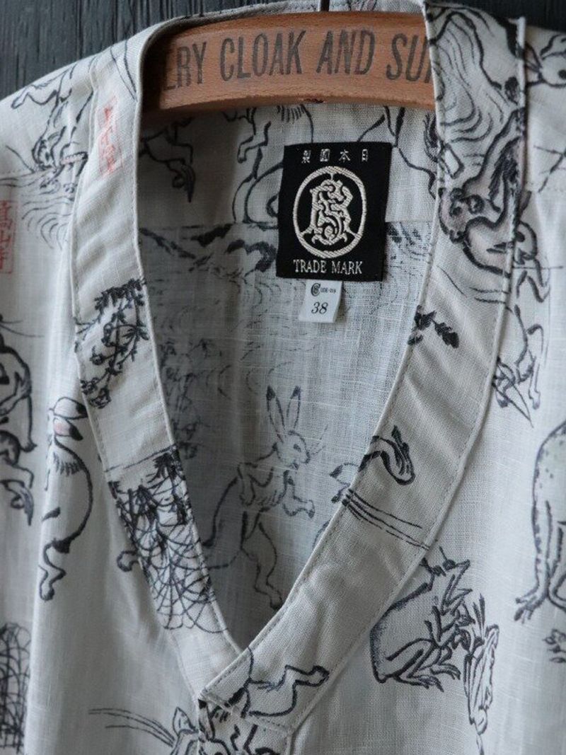 “PLAYING ANIMAL”FULL OPEN SURGEON SHIRT (IVORY)