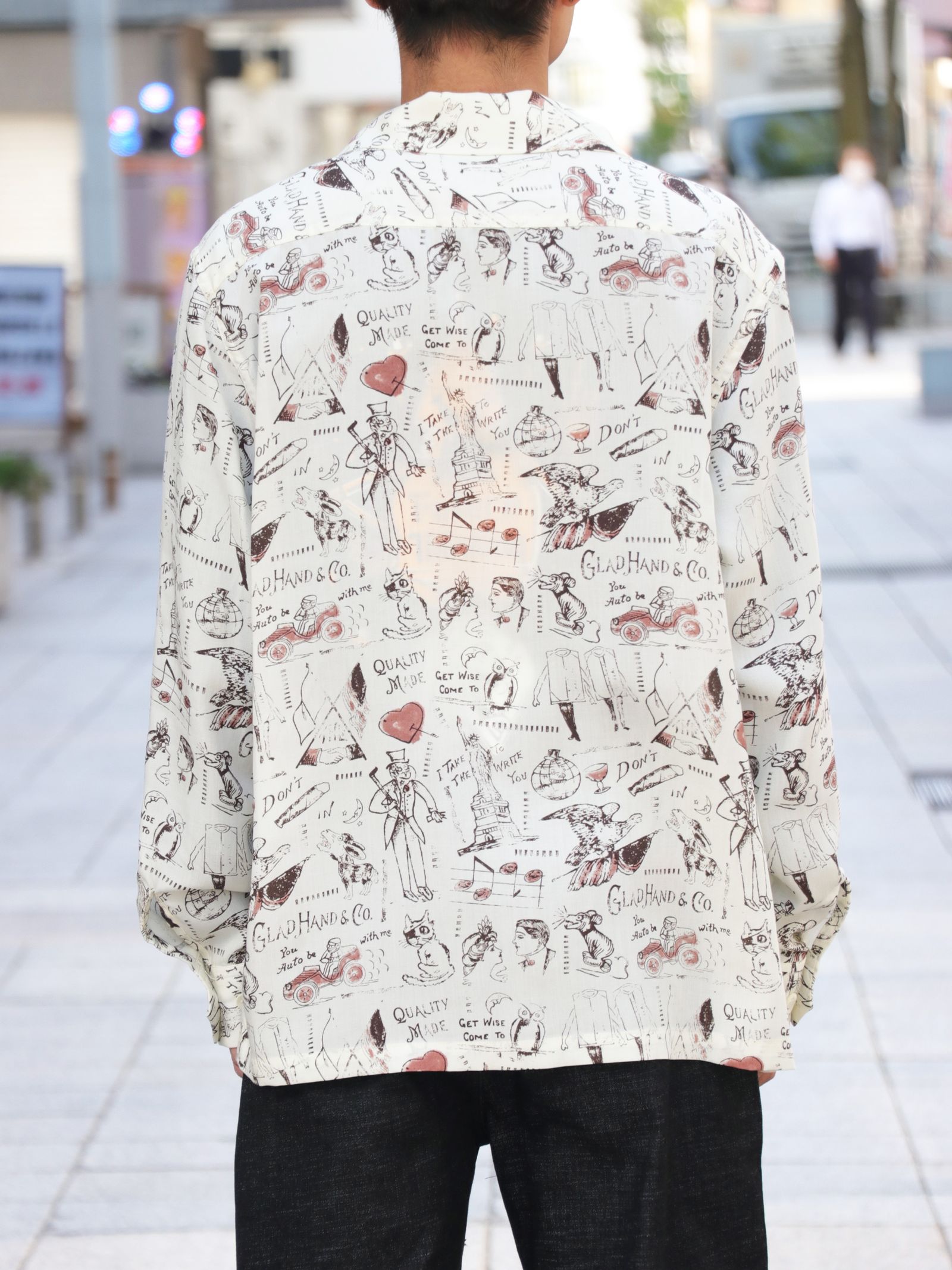 Glad Postals Hawaiian L/S Shirt (White)