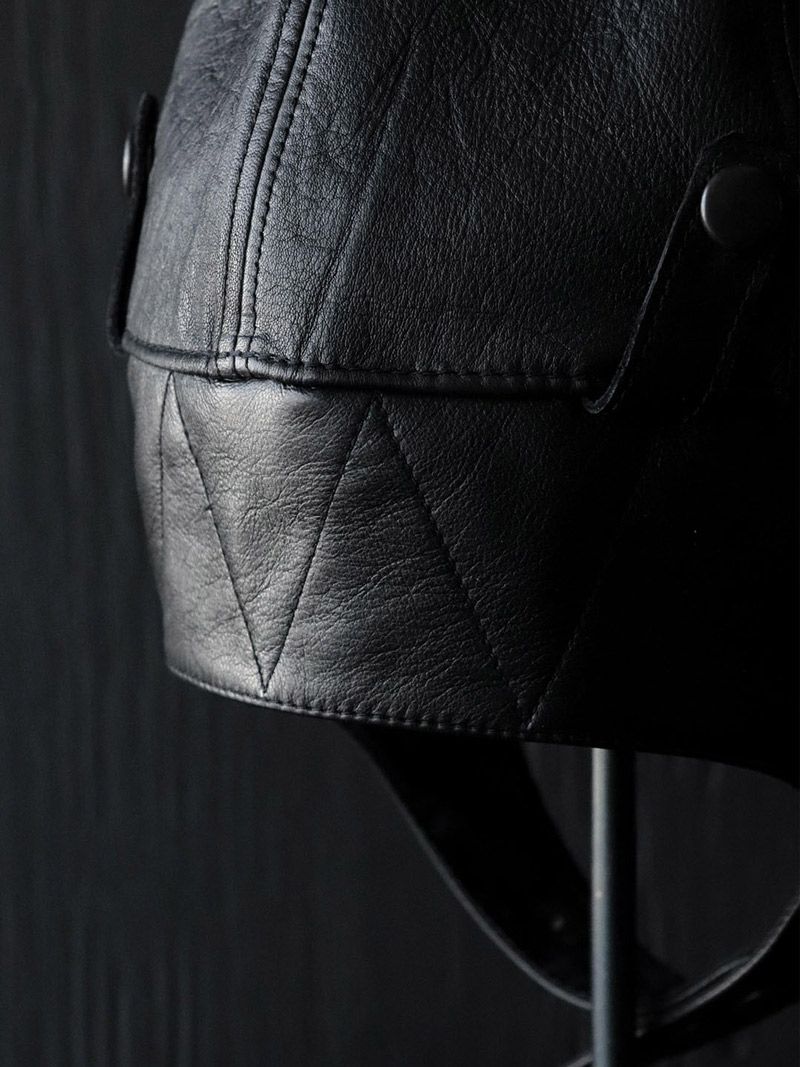 LEATHER AVIATOR CAP (MUD BLACK)