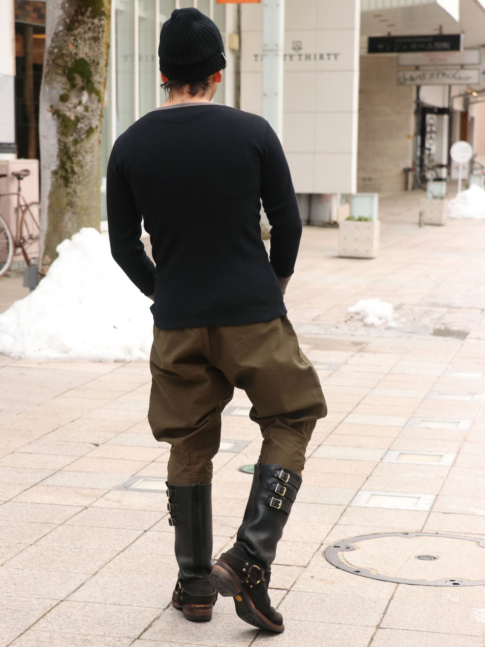 AVIAKIT WAFFLE T-SHIRTS (BLACK×GRAY)