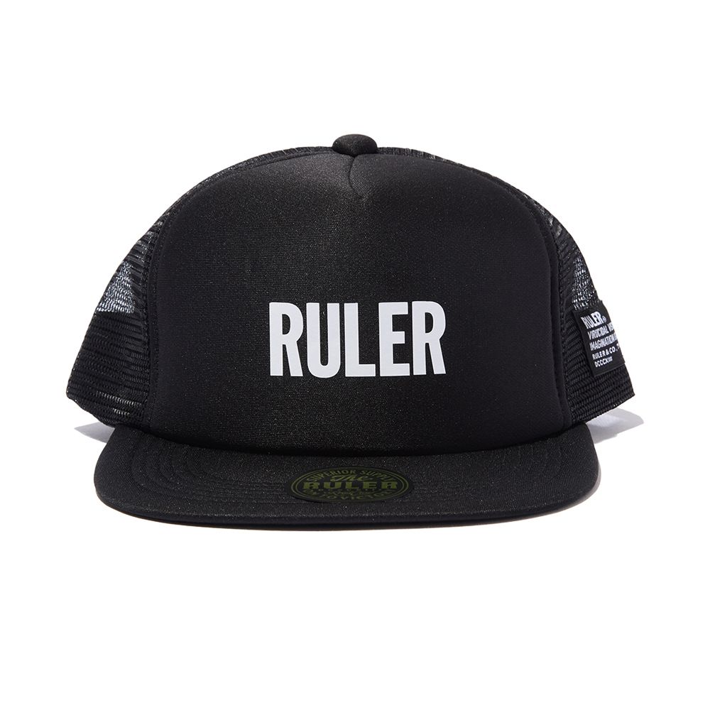 RULER ルーラー　CON MESH CAP ブラック RULER - CREEPY TRUCKER TWILL MESH CAP (BLACK, CHARCOAL) | SKANDA