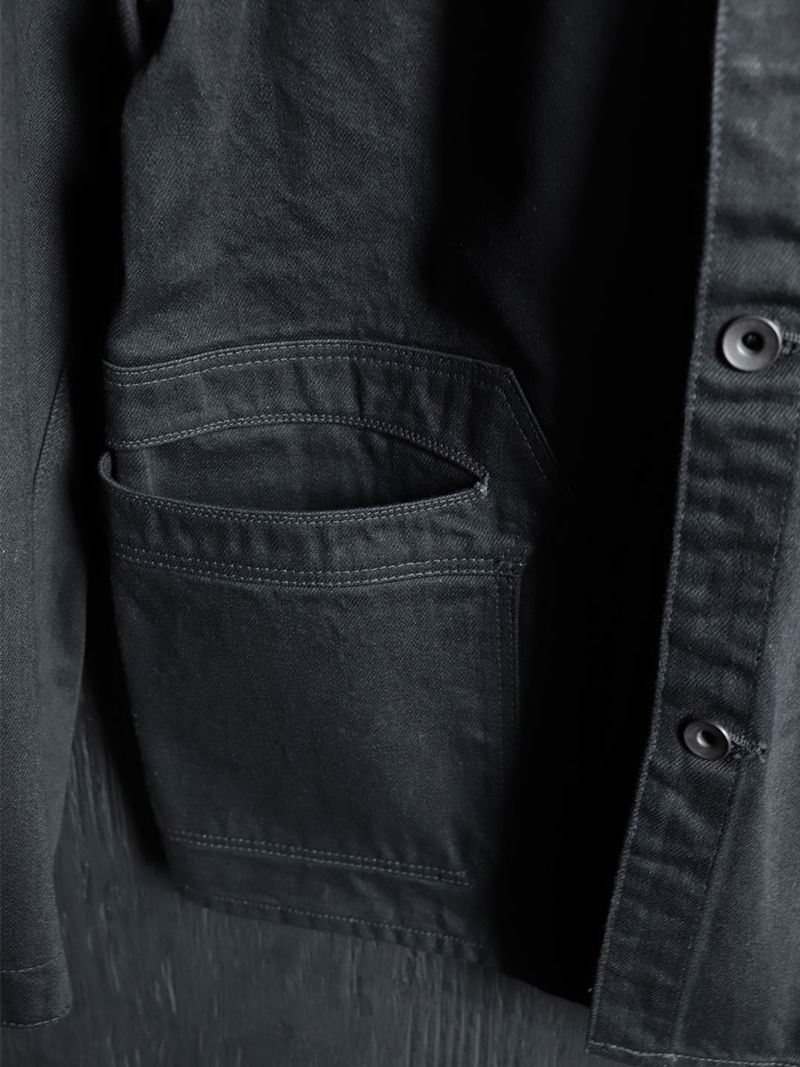 15oz BLACK DENIM DELTA JACKET (DEEP BLACK)
