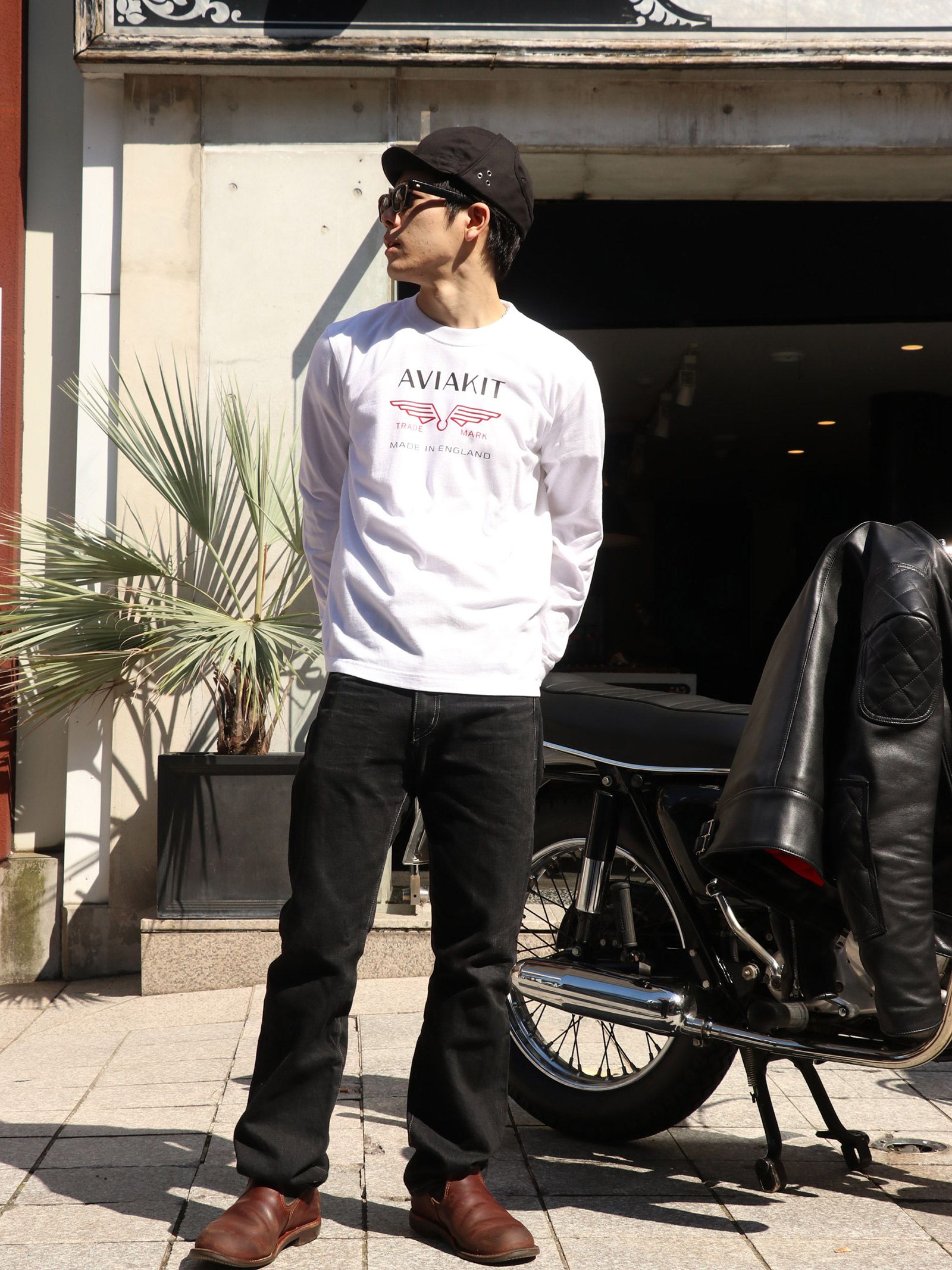 "AVIAKIT WING" RIB L/S T-SHIRTS (WHITE)