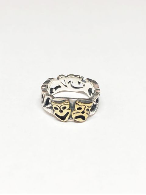 FLOWER CARVING TWO FACE RING (SILVER925×BRASS)