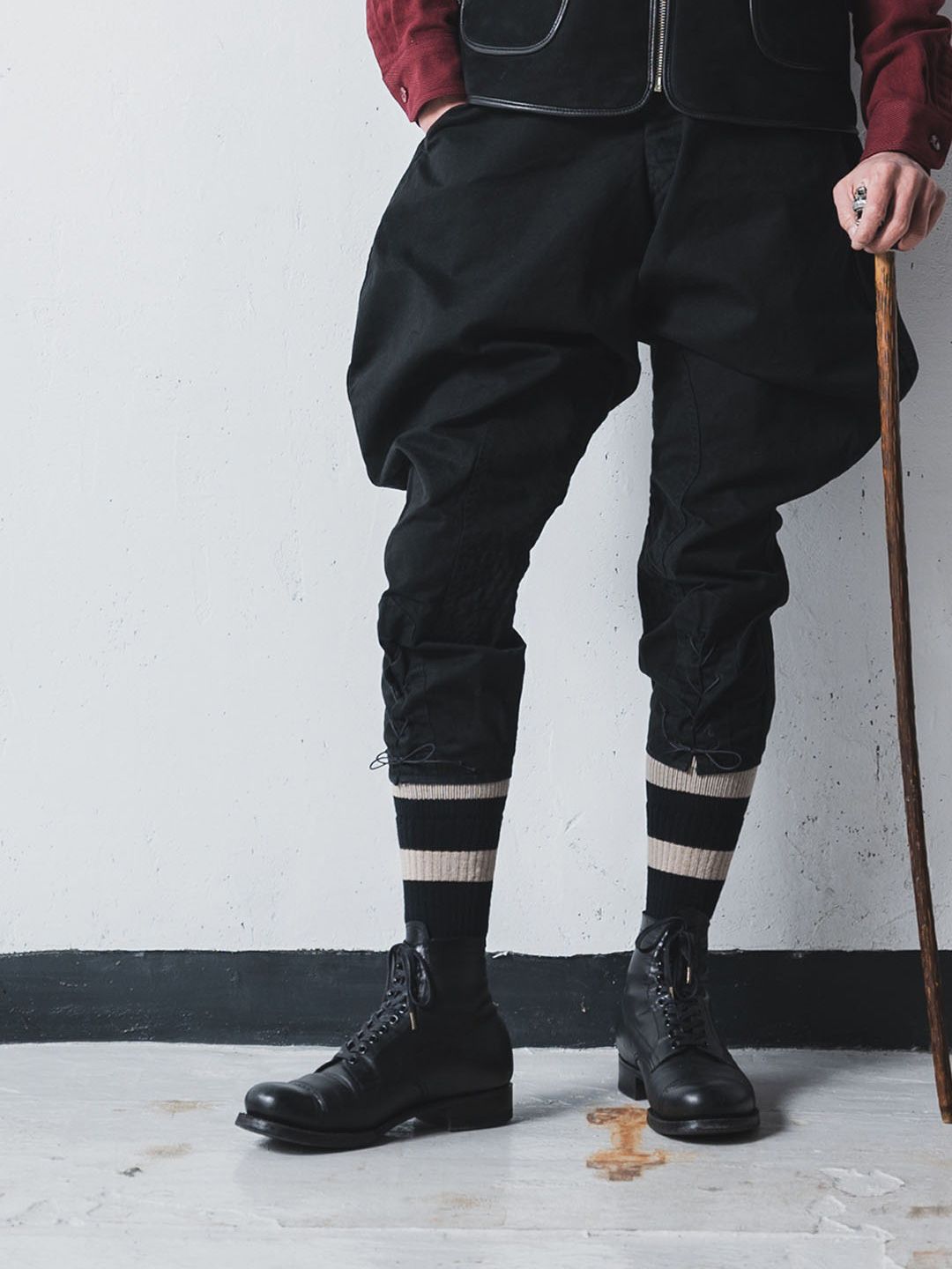 WIDE BOEDER BS FIT BOOTS SOCKS (MIDNIGHT BLACK × SAND BEIGE)