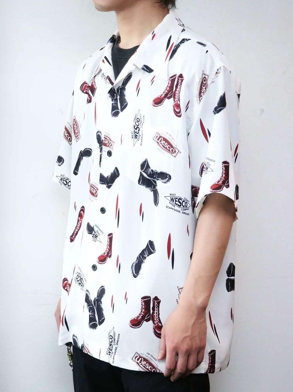 WESCO BOOTS DESIGN HAWAIAN S/S SHIRTS (WHITE)