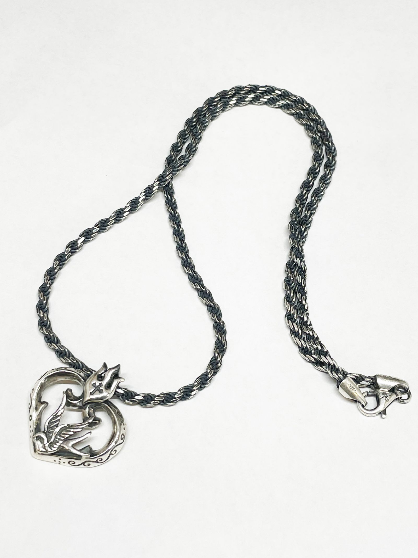 SWALLOW & HEART NECKTOP (SILVER925)