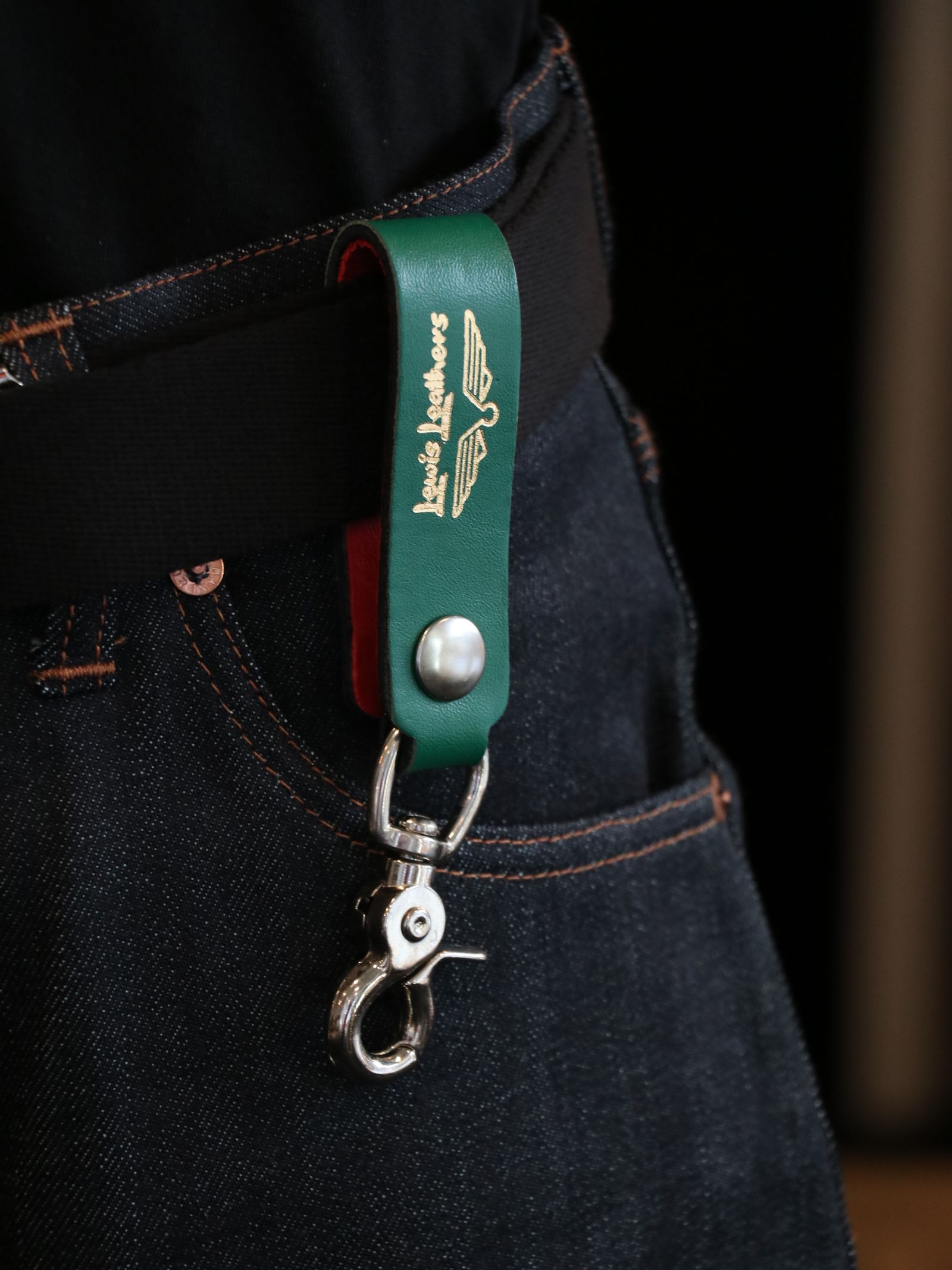 LEWIS LEATHERS BELT LOOP KEYRING Mk2 (GREEN)