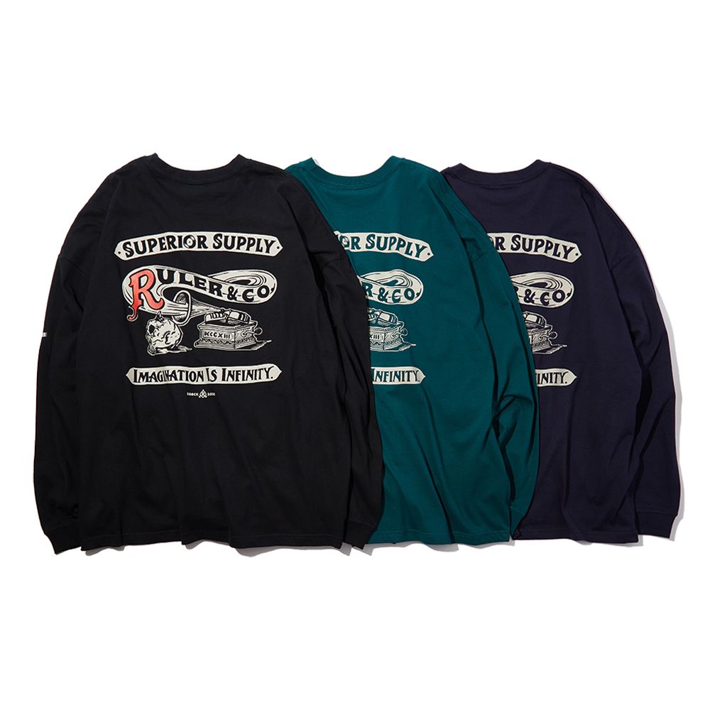 RULER - SS FAT L/S TEE (GREEN, NAVY, BLACK) | SKANDA