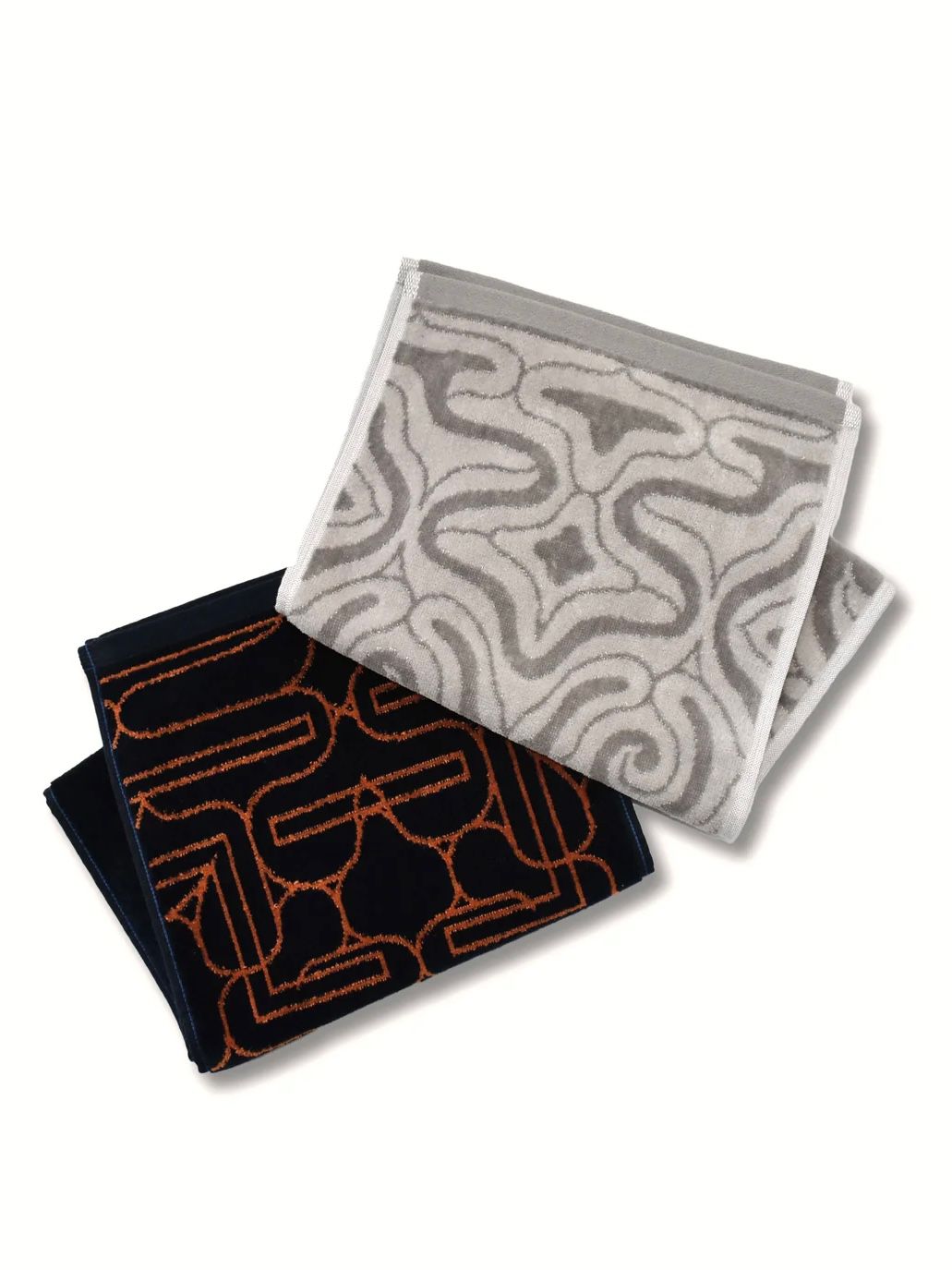 アイヌ文様の今治フェイスタオル (カパラミプ - ライトグレー×グレー)