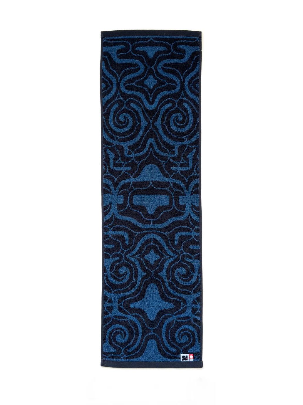 アイヌ文様の今治フェイスタオル (カパラミプ - ブルー×ネイビー)