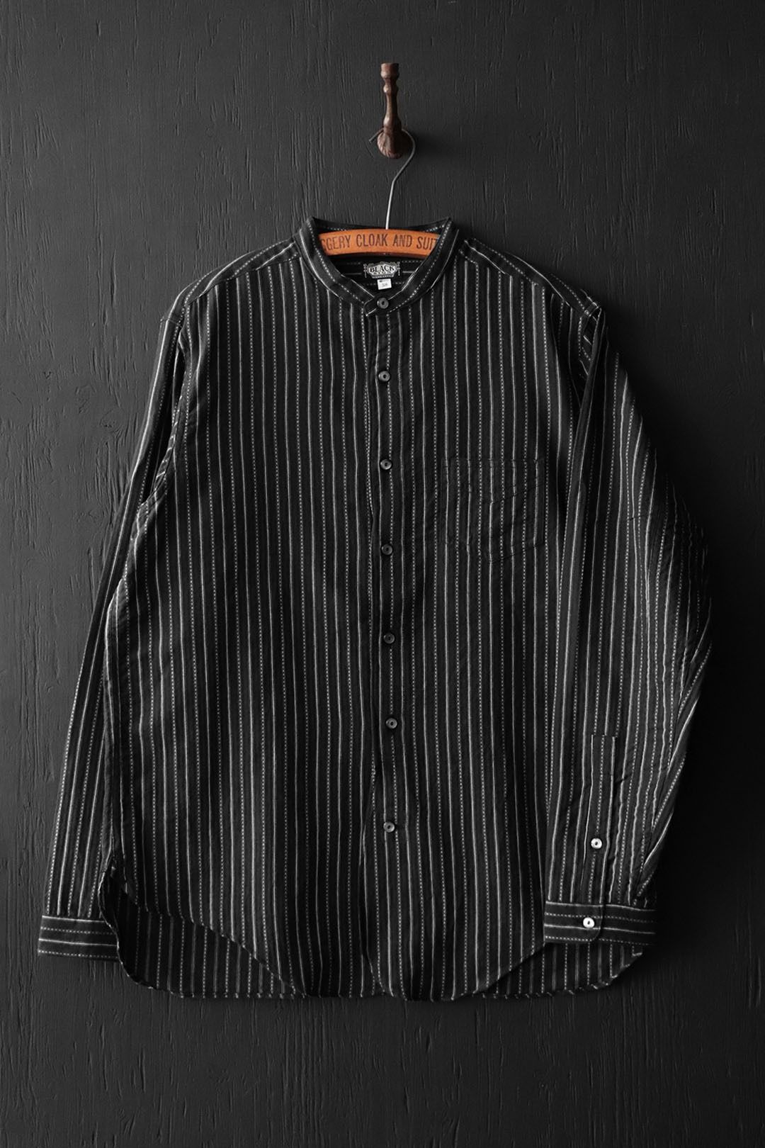 ANTIQUE CLOTH BAND COLLAR IMMIGRANT SHIRT (SUMI BLACK)