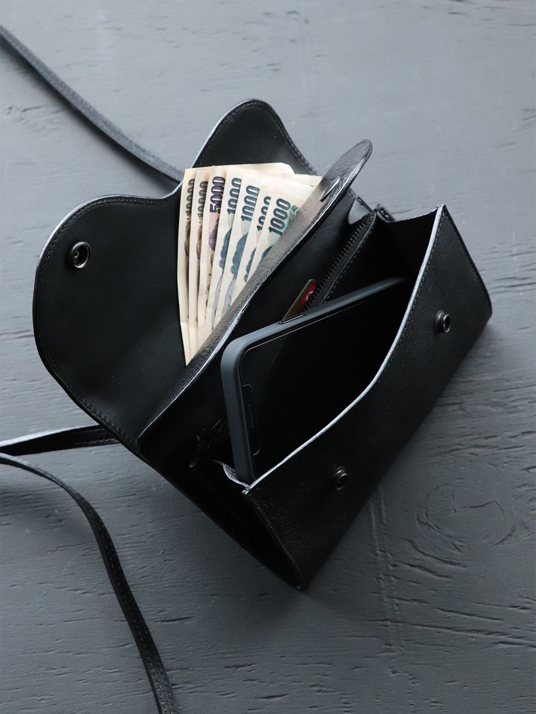 BLACK SIGN - BLACK EYE DOUBLE FLAP PASSPORT BAG (BLACK) | SKANDA