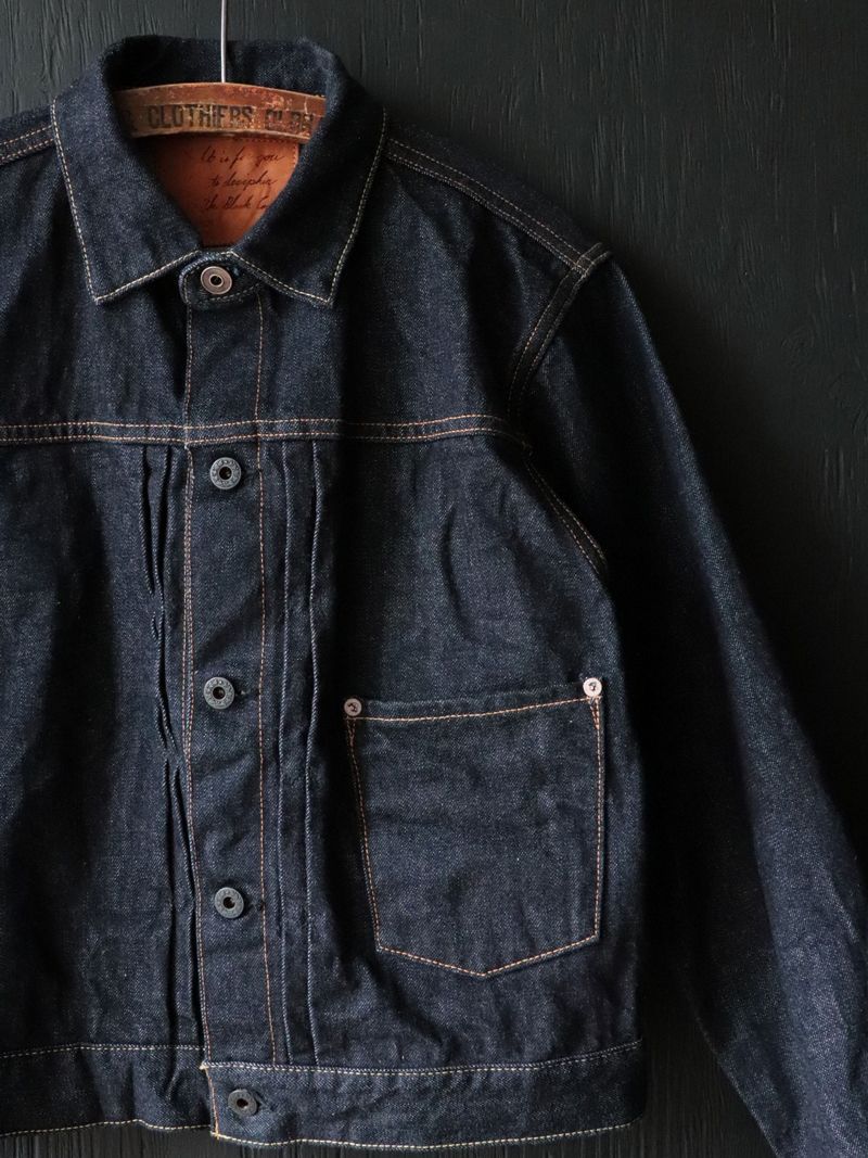 14oz DENIM PLEATS JACKET  (DARK INDIGO)