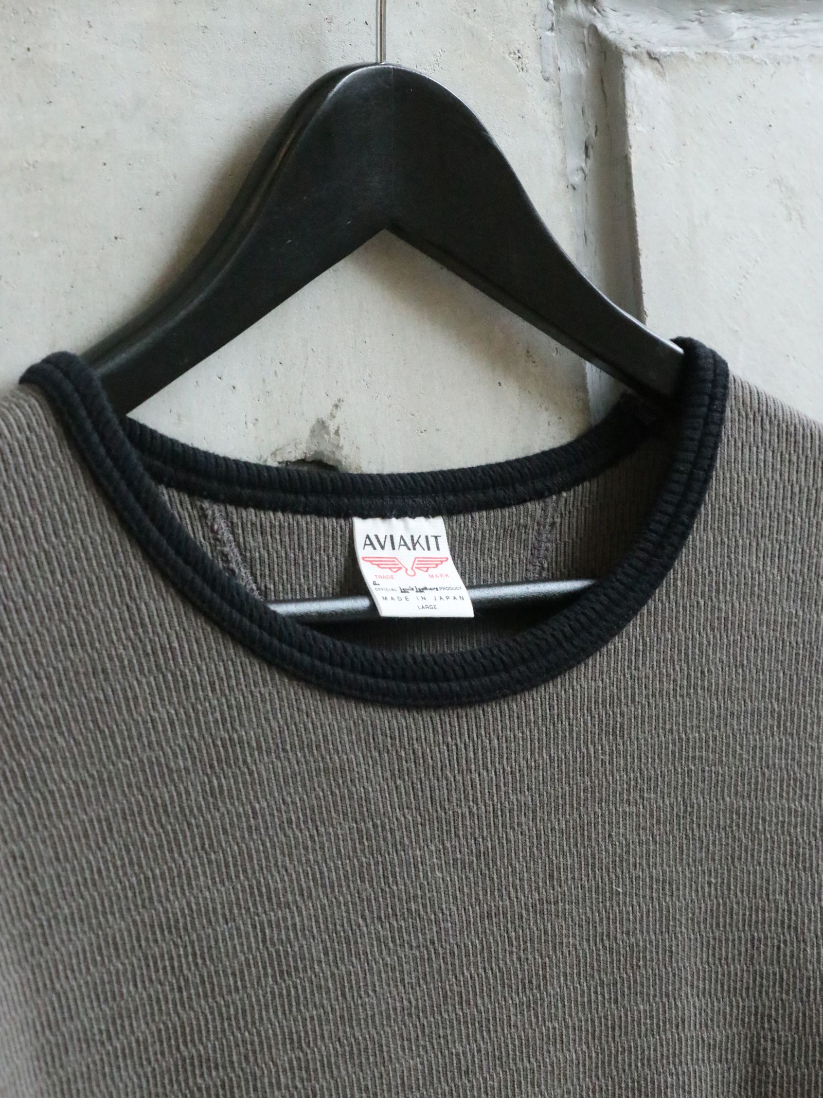 AVIAKIT WAFFLE T-SHIRTS (BLACK×GRAY)
