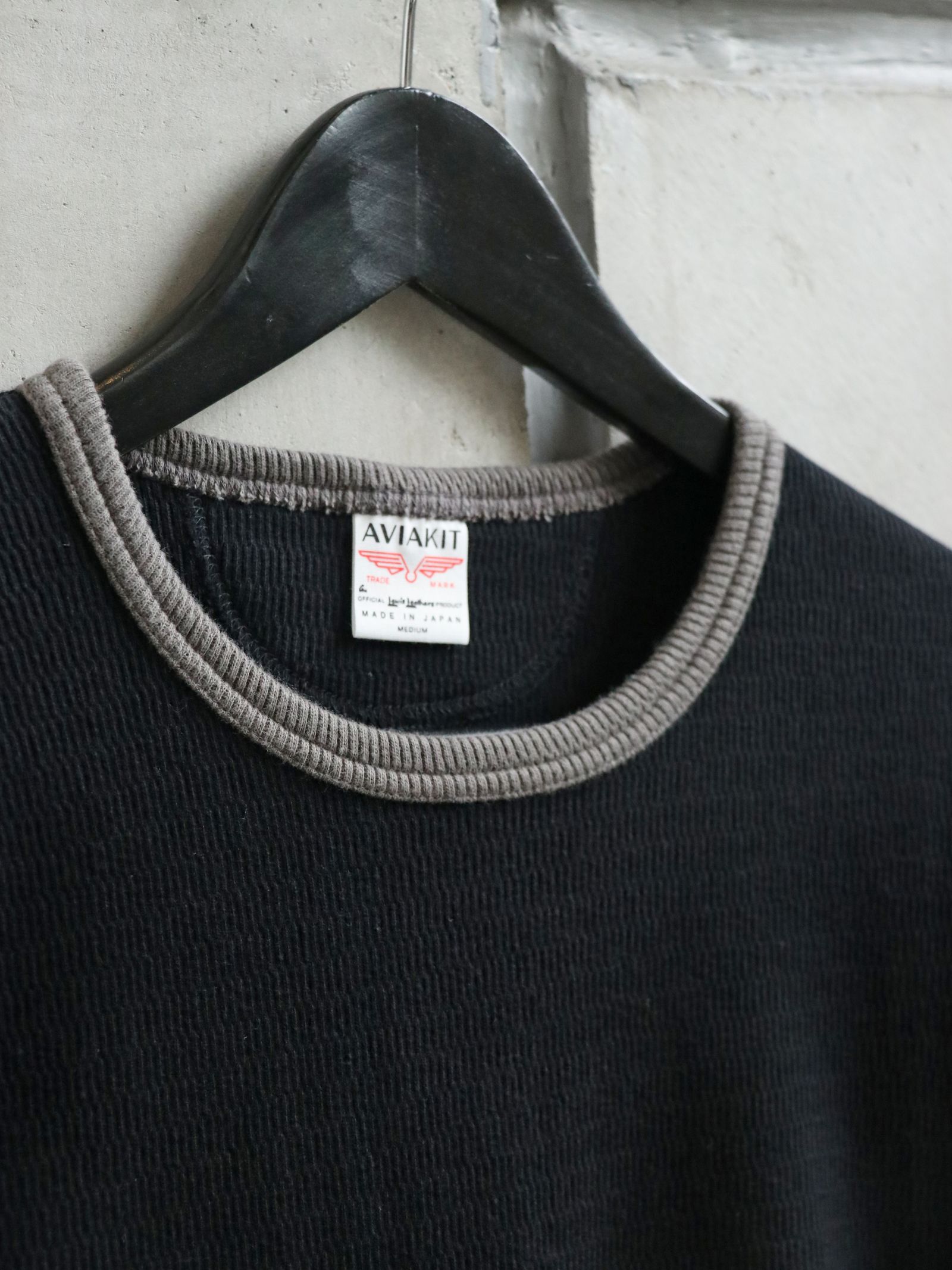AVIAKIT WAFFLE T-SHIRTS (BLACK×GRAY)