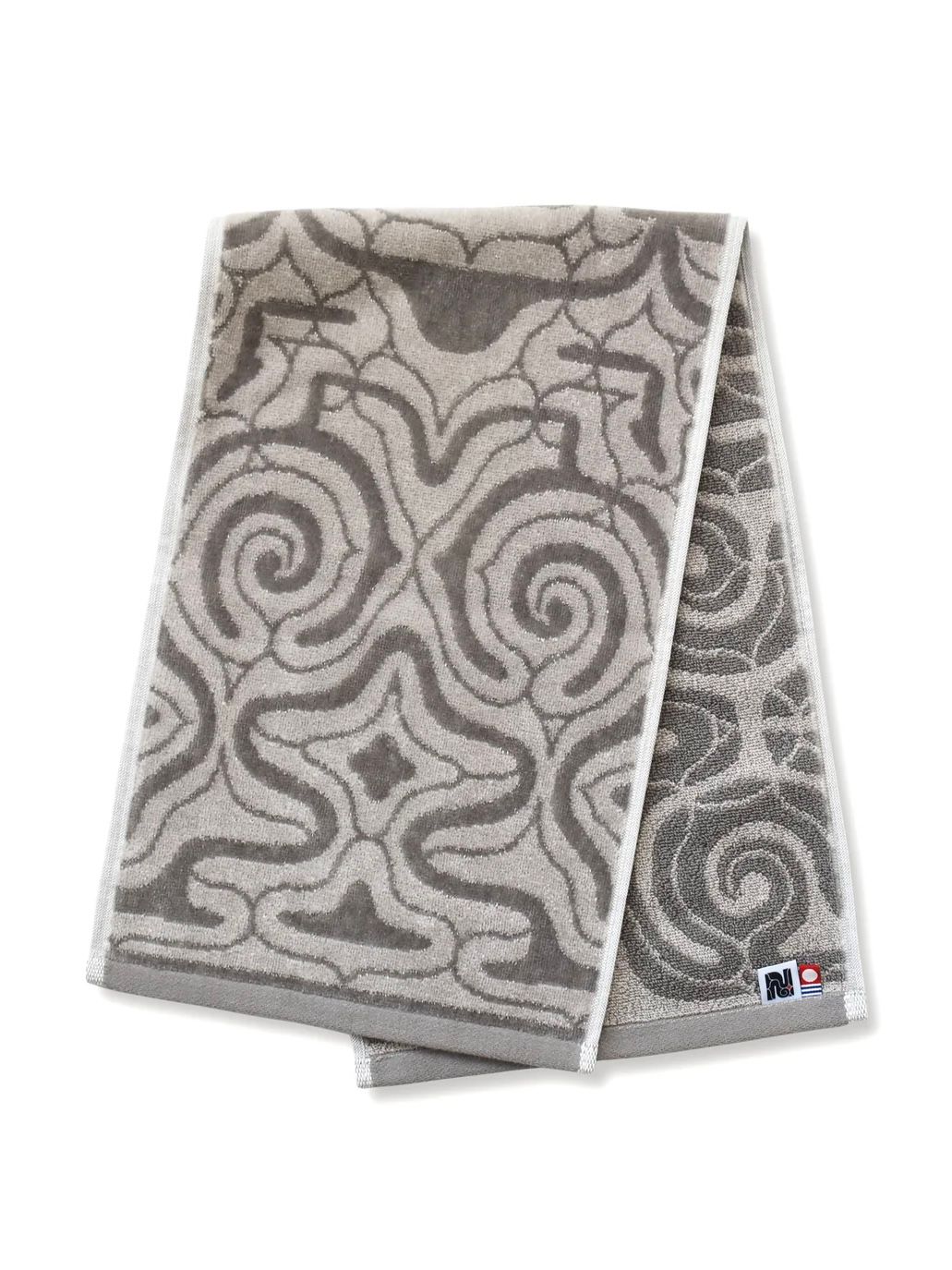 アイヌ文様の今治フェイスタオル (カパラミプ - ライトグレー×グレー)