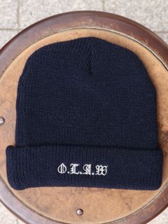 O.L.A.W EMBROIDERY KNIT CAP (NAVY)