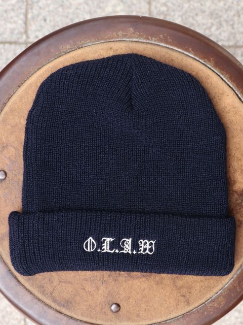 O.L.A.W EMBROIDERY KNIT CAP (NAVY)