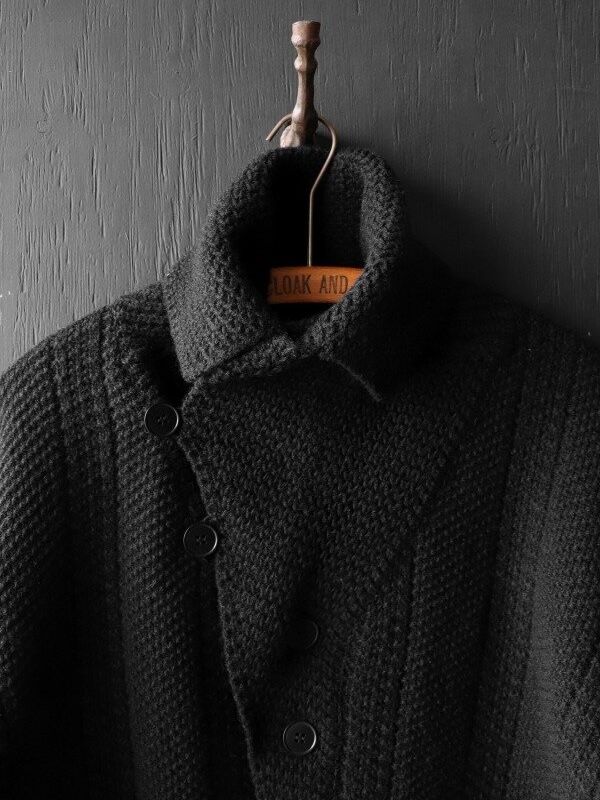 THREE-WAY COLLAR CARDIGAN (DEAD TREE BLACK)