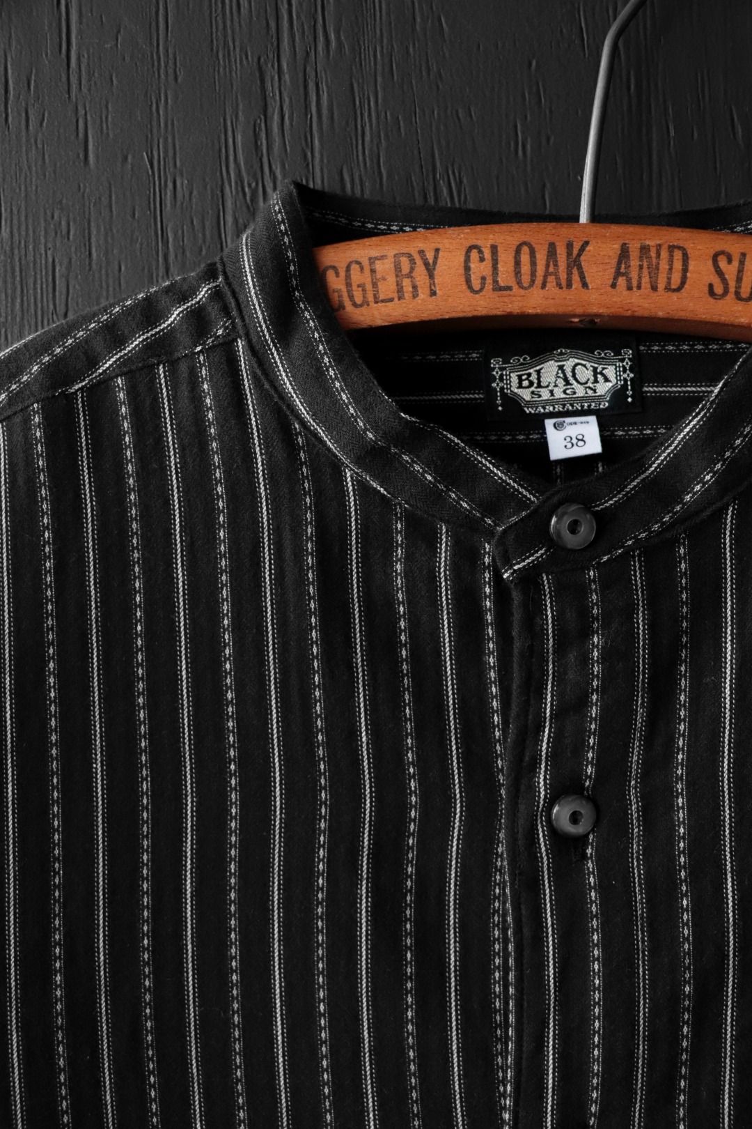 ANTIQUE CLOTH BAND COLLAR IMMIGRANT SHIRT (SUMI BLACK)
