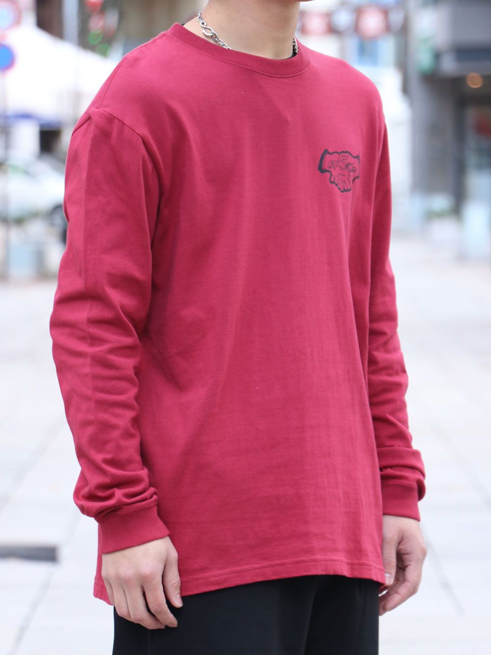 オリジナル ブリーチロングスリーブTシャツ(バーガンディ) / ORIGNAL HEAVY OZ BLEACH L/S TEE  (BURGUNDY)