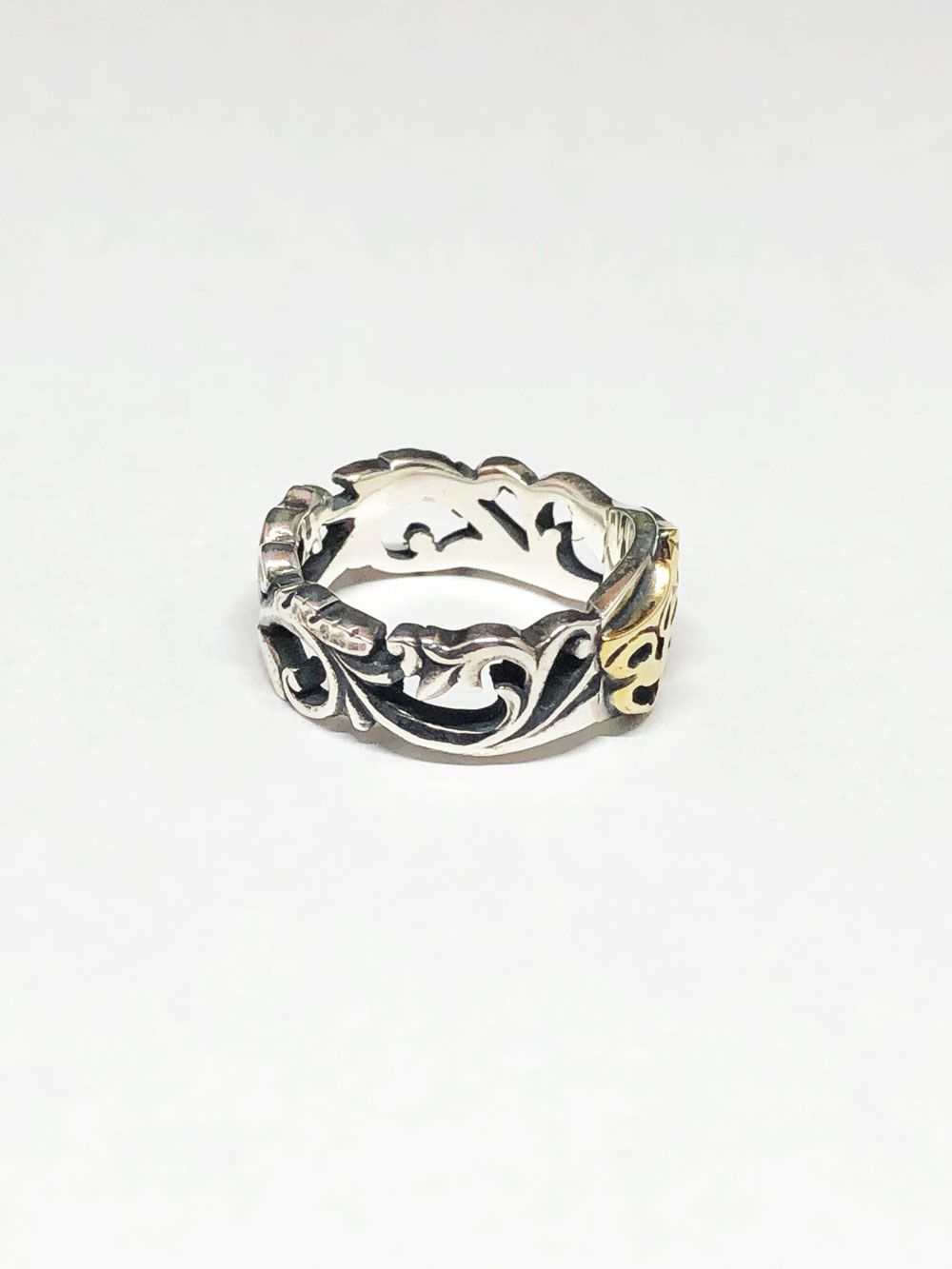 FLOWER CARVING TWO FACE RING (SILVER925×BRASS)