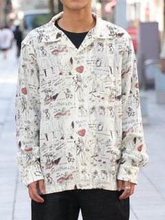 Glad Postals Hawaiian L/S Shirt (White)