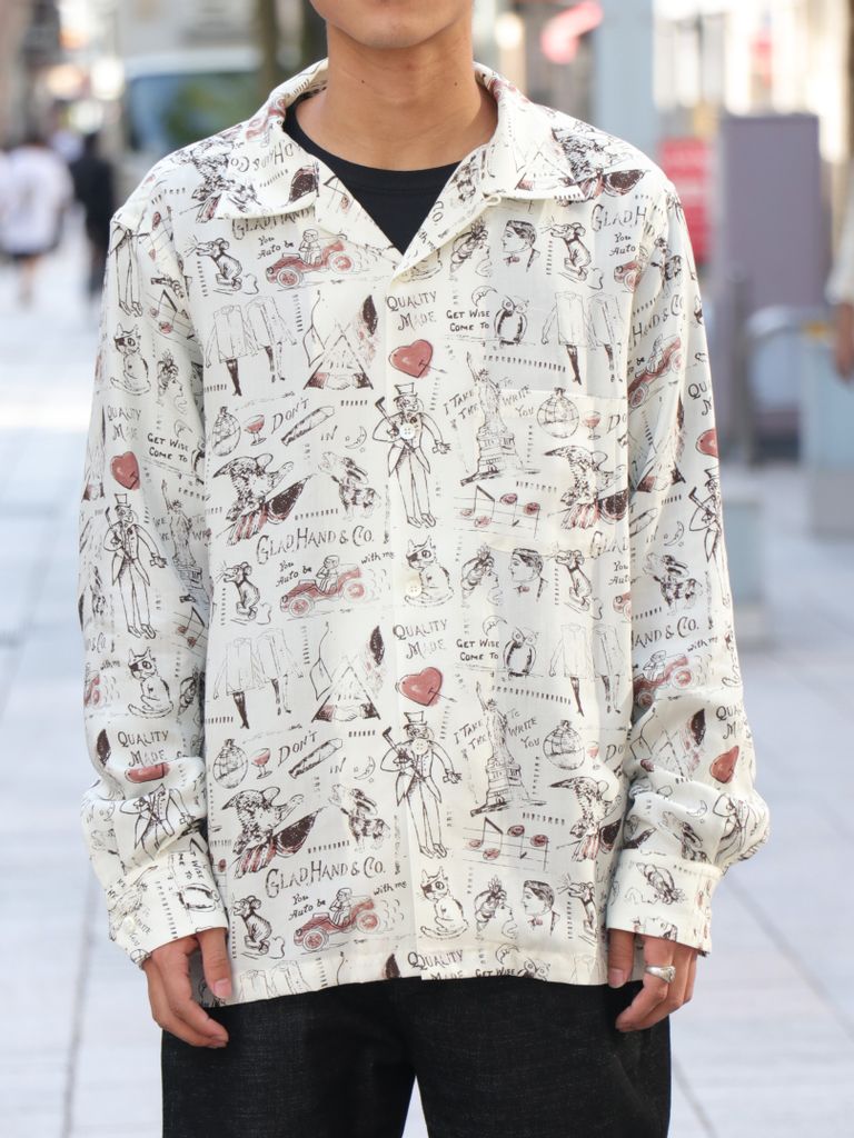 GLAD HAND & Co. - Glad Postals Hawaiian L/S Shirt (White) | SKANDA