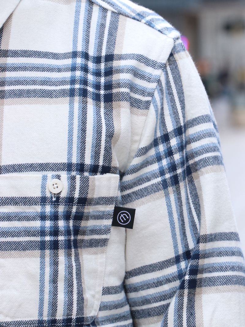 CHECK NEL SHIRT (NAVY×WHITE)
