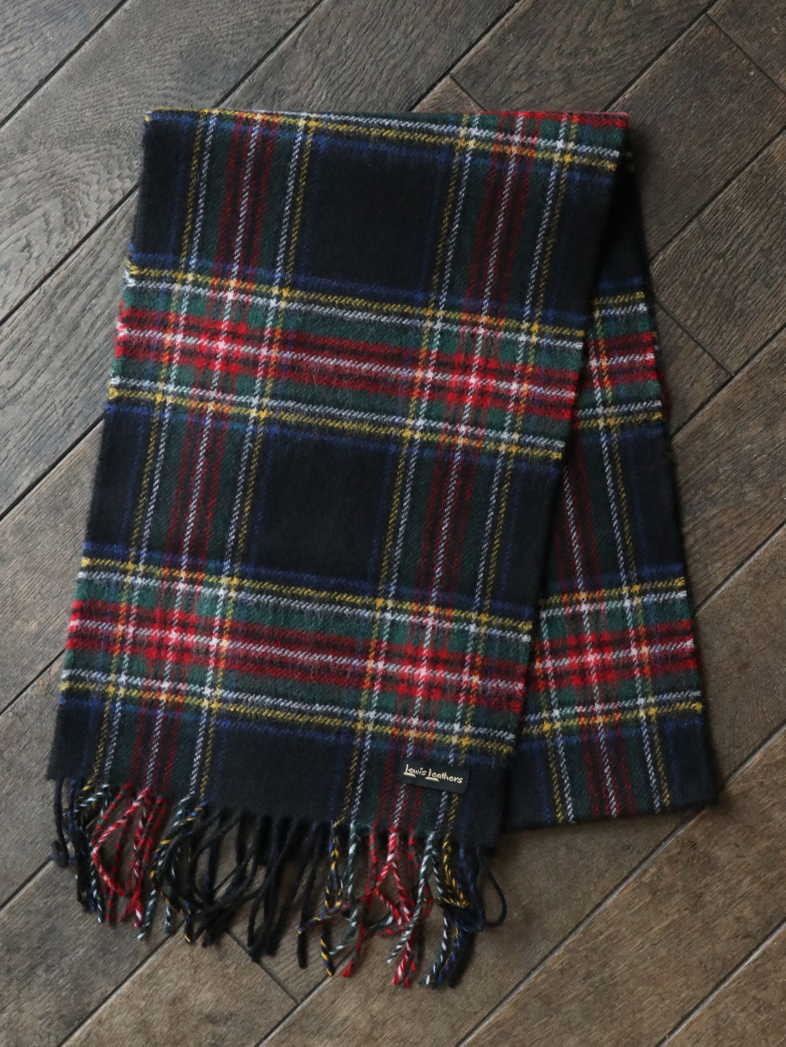 Lewis Leathers - SCOTISH WOOL SCARF - STEWART ROYAL (BLACK TARTAN 