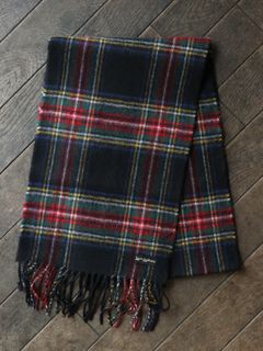 SCOTISH WOOL SCARF - STEWART ROYAL (BLACK TARTAN)