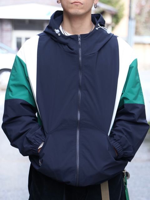 NYLON ANORAK (NAVYxGREENxWHITE)