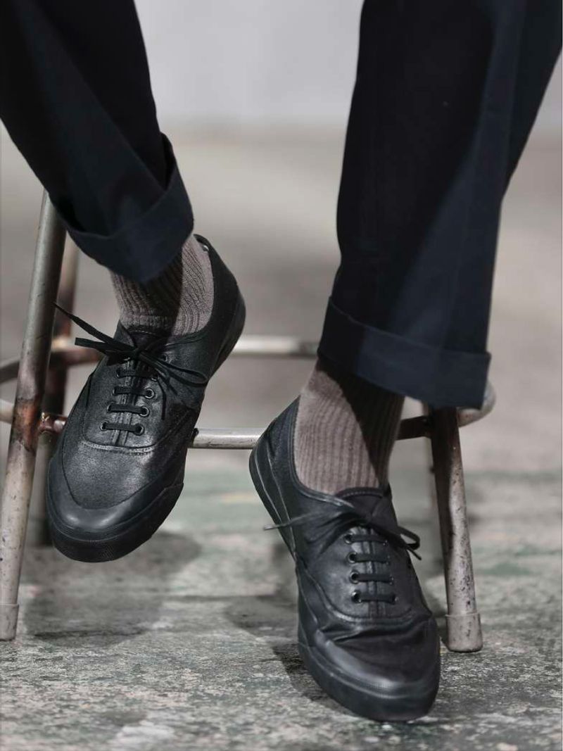 【PEANUS&CO. x ACVM】 WAXED COTTON P-DECK SHOES (BLACK)