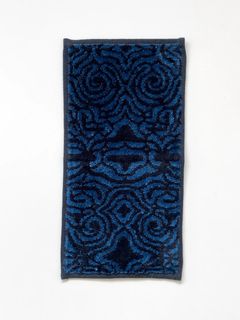 アイヌ文様の今治タオルハンカチ (カパラミプ - ブルー×ネイビー)